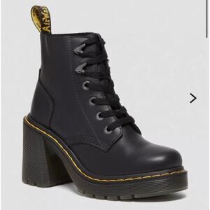 NEW Dr. Martens JESY SENDAL LEATHER LACE UP FLARED HEEL BOOTS size 7